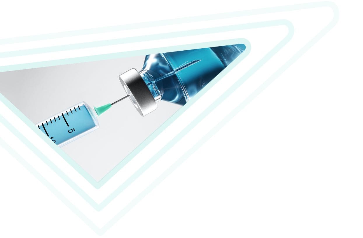 syringe in vial - triangle image - about us